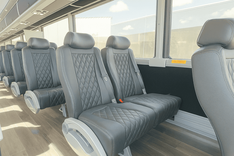 interior of Raleigh Shuttle Bus Rentals charter bus